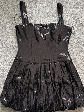 Wayf Black Sequin Mini Dress